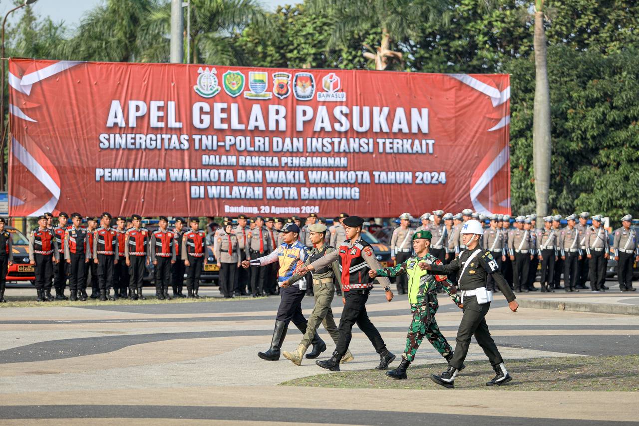 Apel Gelar Pasukan Operasi Matap Praja Lodaya 2024 di Lapangan Tegallega untuk pengamanan Pilkada Serentak 2024