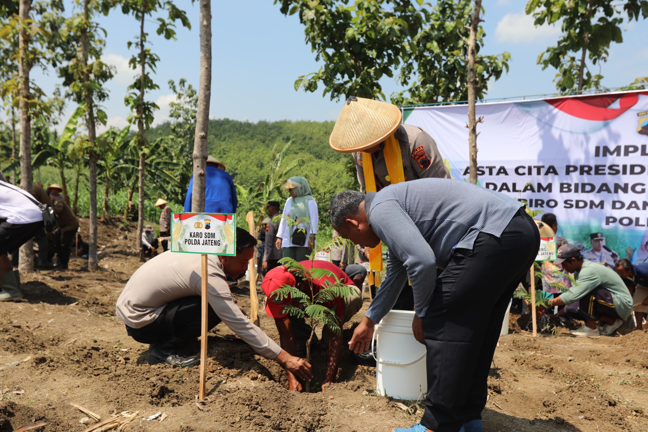 penanaman pohon dilakukan oleh polda jateng untuk ketahanan pangan.