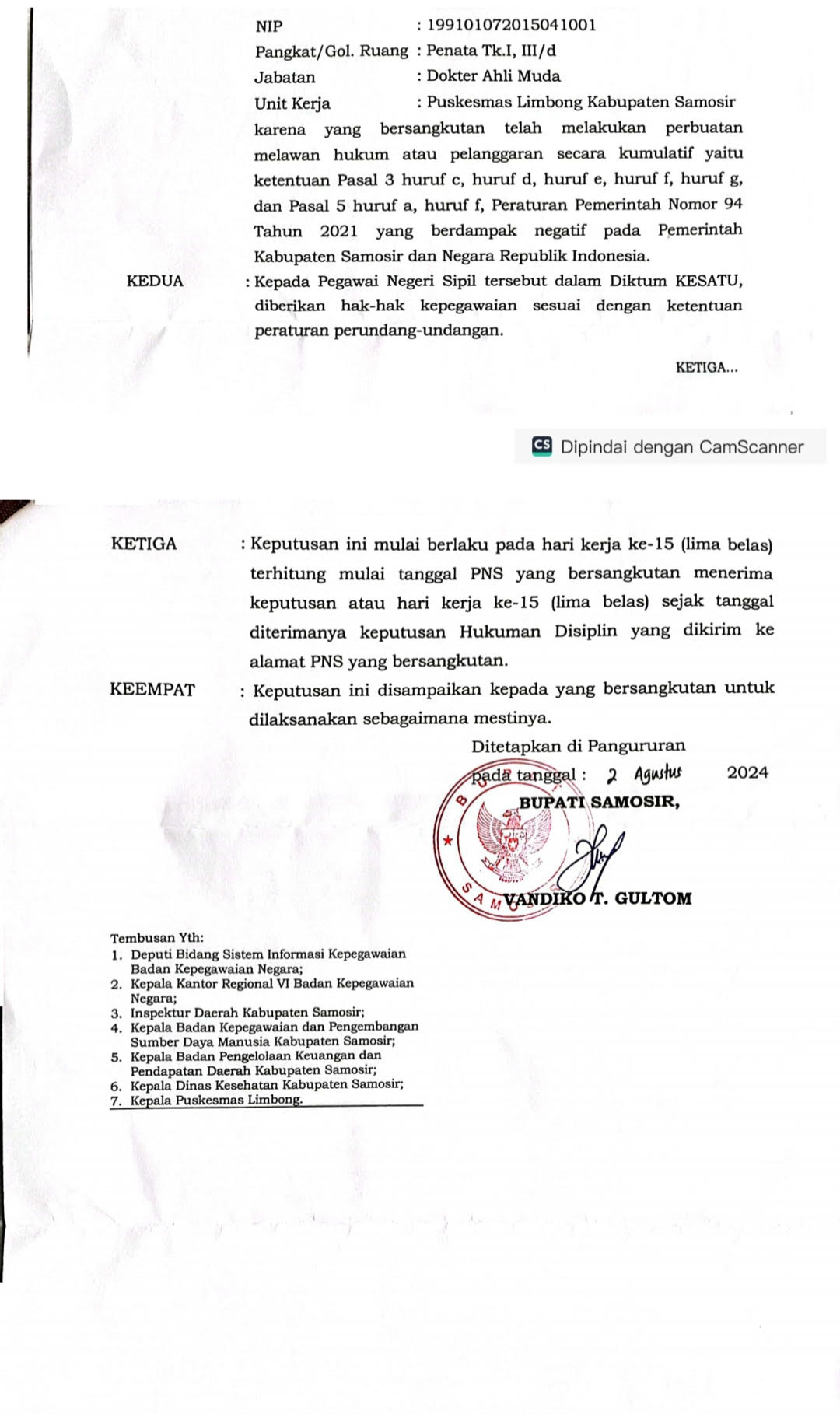 Pemecatan dr. Bilmar Delano Sidabutar Diduga Maladministrasi