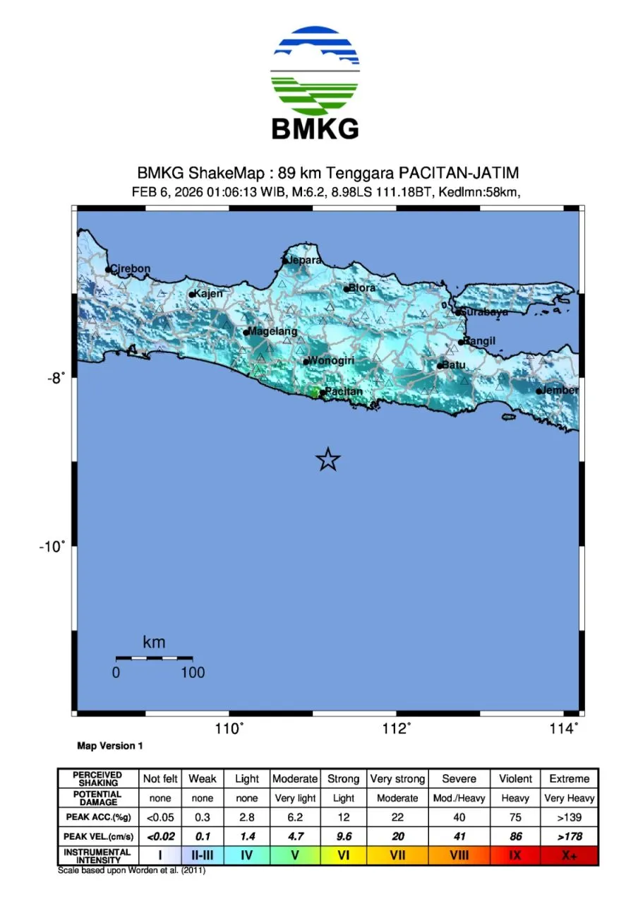 gempa pacitan dirasakan hingga DIY, Jateng dan Jabar
