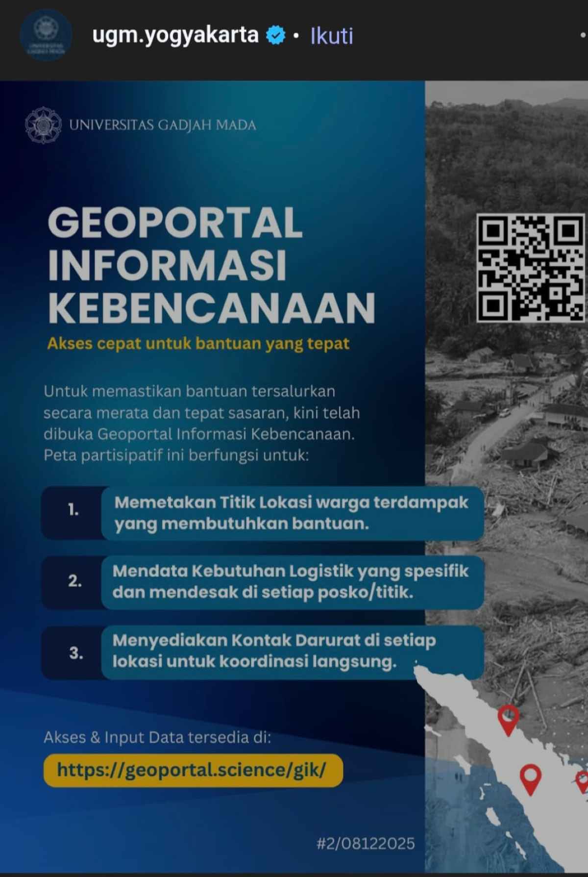 Bantu Penanganan Pascabencana NTT, UGM Luncurkan Portal Teknologi AI Tech4Disaster
