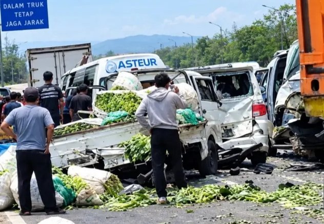 Belasan Kendaraan Terlibat Kecelakaan Beruntun di Tol Cipularang